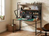 CARLA HOME Computer Desk with Hutch Shelves and Pegboard - Brown - Rustic - Steel V178-36436