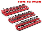 3PC 1/4" 3/8" 1/2" Red Imperial Magnetic Socket Organizer Storage Holder Trays Single size V1097-TTJ-0017