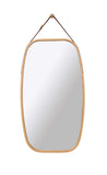 CARLA HOME Hanging Wall Mirror 74x43cm - Solid Bamboo Frame and Adjustable Leather Strap for LSB-36016