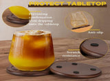 Wood Drink Coasters with Holder, 6 Pieces Wooden Coasters Cup Coaster Set for Bar Kitchen Home V1366-AZ2-W-07681
