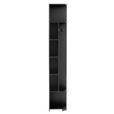 Artiss Corner Bookshelf 6-Tier Shelving with Coat Rack Black FUR-AE-DS-COR-BK