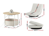 Artiss Floor Lounge & Round Coffee Table Side End Table with Charging Station Set FLOOR-03LIN-V-COF03