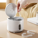 Portable Rechargeable Ultrasonic Retainer Cleaner with 3 Modes for Dentures Aligner Jewelry - White V1263-JX-8208-2