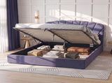 Artiss King Bed Frame with Lift Up Storage and USB Ports Grey BFRAME-G-FLORA-K-GY-ABC