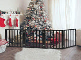 PaWz 4 Panels Wooden Pet Gate Dog Fence Black 600x 3MM PT1060-4-BK