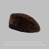 Mini Beret Hat, Coffee Tone, Adjustable 5658cm, Christmas & Halloween Casual Daily Accessory, Soft V1221-XM-LB5154-ZS155
