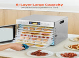 Food Dehydrator Machine, 8 Stainless Steel Trays, 400W Electric Food Dryer with Adjustable V952-SGHGJ400W8CTHLWETV3