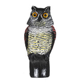 Horned Owl Decoy and 360&deg Rotating Head Owl Statue to Scare Birds Away for Patio Yard Garden V1294-YM0717-10182594