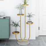 SOGA 2X U Shaped Plant Stand Round Flower Pot Tray Living Room Balcony Display Gold Metal Decorative FPOTH101X2