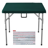 Mahjong Table with Mahjong Tiles Set, Fold-in-Half 4 Player Card Table with 144PCS Majiang Tiles and V952-SDMJZBSZSMJZ336P1V0