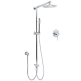 WELS Chrome Round 2in1 8" Stainless Steel Rainfall Head Handheld Sliding Wall Rail Shower Mixer Set V1233-SS019CRSC842KSR108KRD201CR