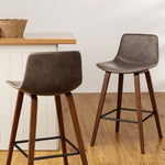 Artiss Bar Stools Kitchen Counter Barstools Leather Wooden Chairs x2 BA-TW-8701-BZX2