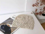 4 Pcs Hat Fall Handmade Knit Floral Cotton Cutout Summer Hats for Women Lightweight Knitted A set V1370-AZ4-04891