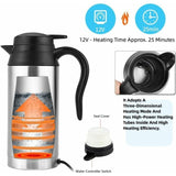 750Ml Portable Stainless Steel Electric Travel Kettle, 12V Car Cigarette Lighter, Electric Travel V1188-MS-227-0318