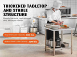 Stainless Steel Prep Table, 24 x 24 x 34 Inch, Heavy Duty Metal Worktable with 3 Adjustable Height V952-CFBXGGZTLCWJ45FJ5V0