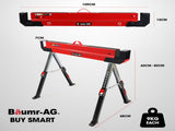 BAUMR-AG 2 x Steel Saw Horse, Folding Height Adjustable Sawhorse, 1180kg Capacity, 2x4 Support Arms V219-TOLSHRBMRAAHT