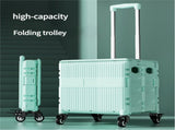 Foldable Rolling Storage Cart with Telescopic Handle - Large Capacity, Portable Utility Box 45L V888-ELOSUNG10738