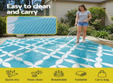 Gardeon Outdoor Rugs 274x366cm Large Carpet Reversible Area Mat PP Dual-Sided Patio Rug Light Blue OR-9X12FT-FLORAL-GN