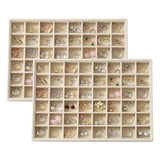 Large Velvet Jewelry Tray Display Drawer Inserts 2 Pack Stackable Jewelry Organizer for Earring V1107-107-22467-GRY-48GRIDS
