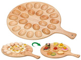 Reversible Wood Deviled Egg Platter and Charcuterie Board Thicken Egg Tray Countertop Refrigerator V1369-AZ3-W-01776