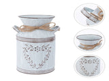 Rustic Galvanized Metal Flower Vase Bucket Planter Pot Tin Container for Garden and Country Style V1369-AZ3-W-18728