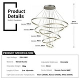 BAMDECOR A18813/5 Modern LED ChandelierRings Round Ceiling Lighting Fixture 3 Color Temperatures V255-BAM-188135-SILVER