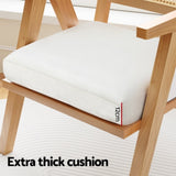 Artiss Armchair Accent Chair Lounge Rattan Velvet Pine UPHO-F-ARM-02-RAT-WDWH