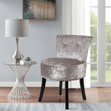 Grey Round Vanity Stool with Padded Seat and Backrest V767-XJJ379-SR-V1