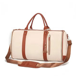 White 56-75L Large Capacity Foldable Garment Duffel Bag with Shoe Pouch - PU Leather Convertible V888-ELOSUNG42317