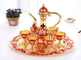 Vintage Palace Style Liquor Serving Set - Metal Pot, 6 Cups & Tray V888-ELOSUNG26391