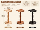 Solid Rubber Wood Side Table with Clover Shape Top, Small Space Saving End Table for Living Room V1341-ZY-CLOVERA4-NATURAL