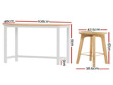 Artiss Bar Table and Stools Set Dining Desk Kitchen Chairs Cafe Pub BA-TAB-CHR-SET-NW