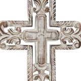 Hand-Carved Cross W Fleur-De-Lis Wall Art 25x40cm V637-33737CRS