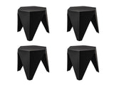 Artiss 4PC Puzzle Stool Plastic Bar Stools Stackable Black AI-PP-STOOL-T-BKX4