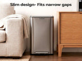 Cefito 15L Pedal Rubbish Bin Slim Carbon Steel Garbage Bin for Home Grey RB-15L-1C-GY