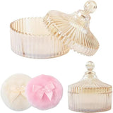 3 Pcs Large Body Powder Puff and Container, 5.3" Glass Crystal Body Container with 3.5" Soft V1188-CYX-J02-1902