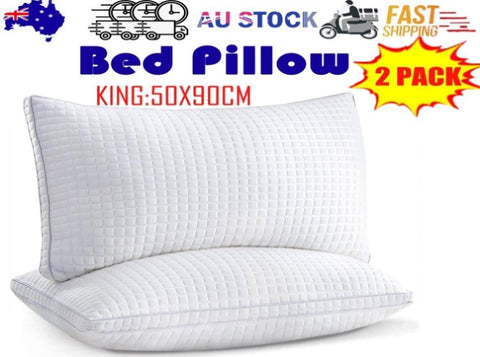 2xKing Quality Pillows Cotton Hotel Adjustable Home Pillows Down Alternative Pillows V201-W13149554