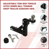 Adjustable Tow Bar Tongue Hitch 50mm Ball Towbar Drop Trailer Caravan 4WD V63-840381