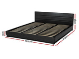 Artiss Bed Frame King Size LED Gas Lift Black LUMI BFRAME-E-LUMI-K-BK-ABC