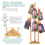 Wooden Coat and Hat Stand with 10 Hooks Floor Standing Clothes and Umbrella Rack V767-XJJ43-G2