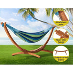 Gardeon Hammock Bed Outdoor Camping Timber Hammock Wooden Stand HM-TIM-ARC-DOU-BLUE