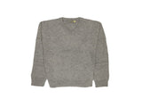 100% Shetland Ragg Wool V Neck Knit Jumper Pullover Mens Sweater Knitted - Grey - M V563-SW-VN-GRY21-M
