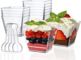 Mini dessert cups 50 pieces reusable - clear - square plastic dessert cups - cheesecake V1259-DP01-BO-230