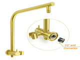 WELS Brushed Gold Round Dual Shower Head Set Diverter Wall Arm Single Mode Handheld Small Face Mixer V1233-A703GSS019CBGKSR108GKRD201G60