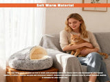 New Plush Hooded Cat Bed, 15.7In Round Plush Fluffy Hooded Cat Beds, Washable Faux Fur Enclosed V1366-AZ2-W-11467