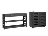 Artiss Shoe Rack Cabinet & Console Table Set Storage Shelf Black FUR-SHOE01-CST-BK