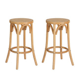 Artiss 2x Bar Stoosl Rattan Seat Wooden BA-L-RA-B13-NAX2