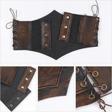 Medieval-Style Women's Leather Belt with Lace-Up Design, 115cm V888-ELOSUNG28607