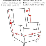 Wingback Chair Covers 2 Piece Set - 2 IN 1 Design Armchair Covers Solid Soft Wing Back Chair Cover V1192-AZ-W-26506