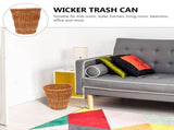 1Pc Beige Wicker Woven Trash Can Natural Rattan Storage Basket V1369-AZ3-W-24959